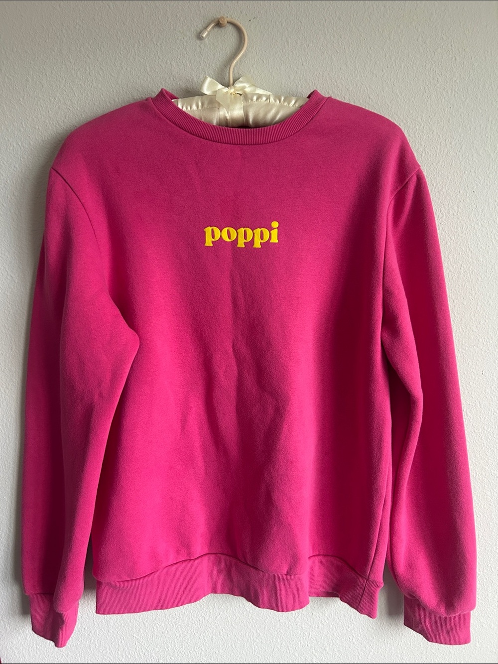 Poppi Women's Hot Pink Crewneck Sweatshirt with Yellow Logo